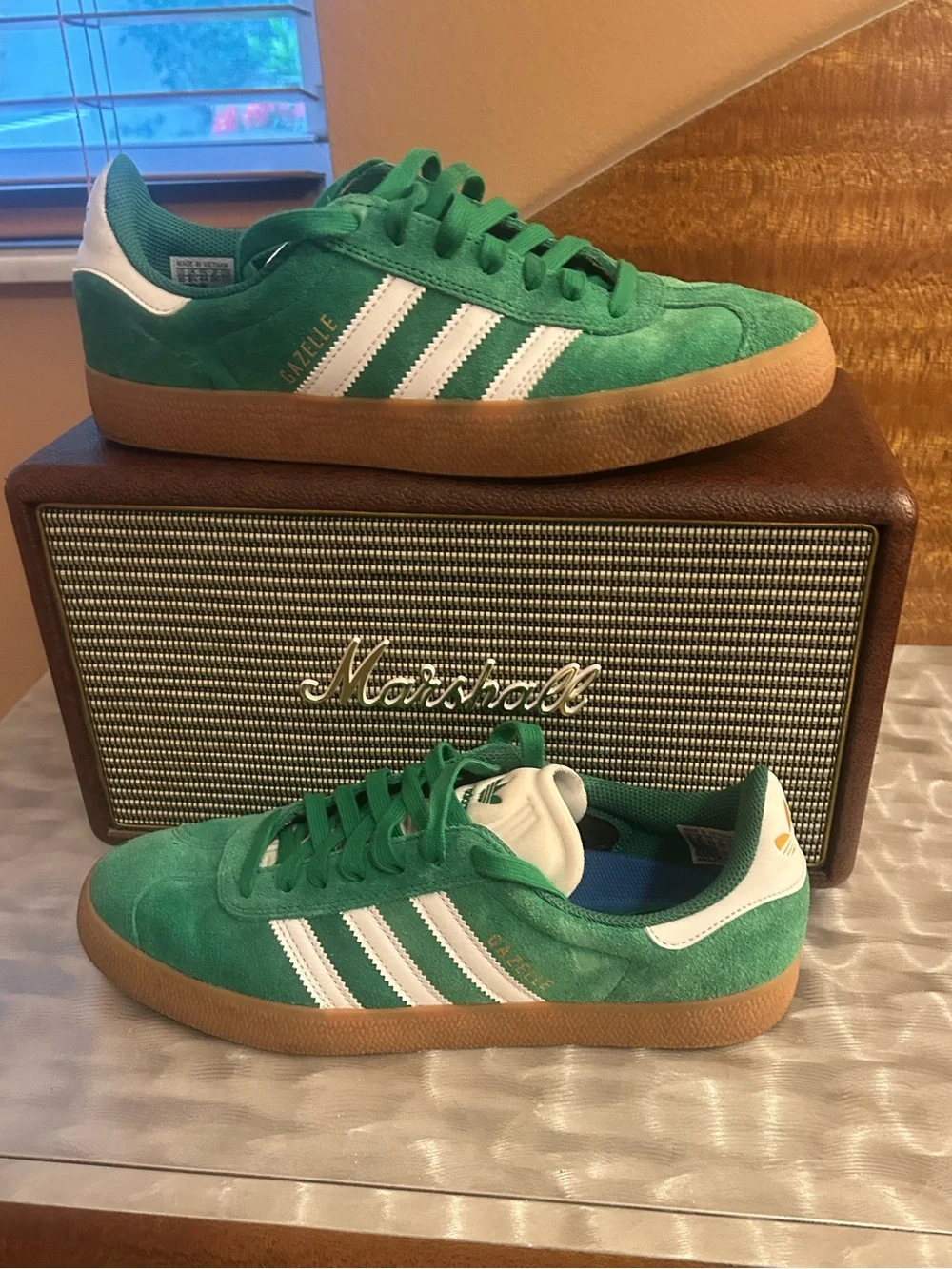 adidas Men's Gazelle Suede Sneakers in Green and White